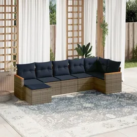 vidaXL Gartensofa-Set 7-tlg. grau Polyrattan
