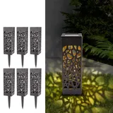 Eaxus® 6er Set LED Solar Gartenleuchten für Außen - Wunderschöne Gartendeko mit Lichtmotiv. Solar Laterne, Schwarz