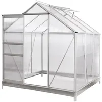 Alu Gewächshaus Frühbeet Treibhaus inkl. Fundament mit Dachfenster + Dachrinnen