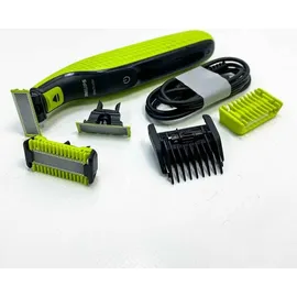 Philips OneBlade Face & Body Elektrischer Bartschneider, Rasierer und Bodygroomer zum Trimmen, Stylen und Rasieren, 3x Original-Klingen, 1x 5-in-1 Trimmaufsatz, 2x Körperaufsätze, QP2824/30