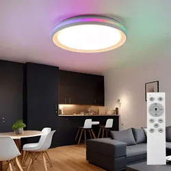 Deckenleuchte Regenbogen Effekt Deckenlampe Dimmer Wohnzimmerlampe LED Farbwechsel LED, mit Fernbedienung, 1x LED 20W 1100Lm 2700-5000 Kelvin, D 40 cm