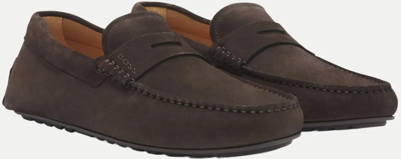 Pennyloafer aus Velourleder Braun 43
