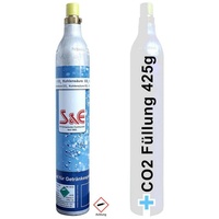BlueCraft Wassersprudler, (1-tlg), Universal CO2 Zylinder 425 g Kohlensäure für bis zu 60l Sprudelwasser silberfarben