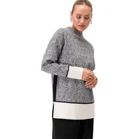 zero Damen Pullover mit Fischgrätenmuster" BlackCream,38 - 38,