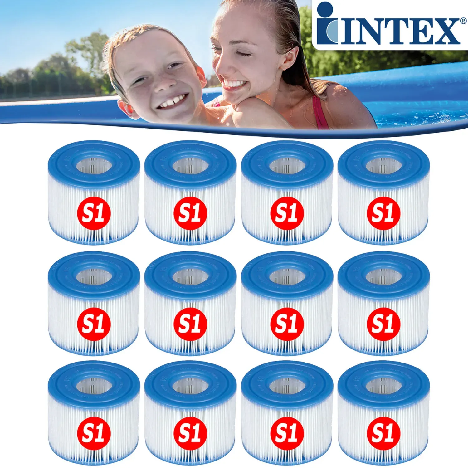 Intex Filterkartuschen Typ S1 für Intex Pure Spa Whirlpools | 12 Stück