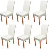 6er-Set Esszimmerstuhl Stuhl Küchenstuhl Novara II, Leder ~ creme, helle Beine