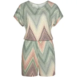 LASCANA Kurzoverall Damen grün-rostorange-aubergine-bedruckt Gr.44