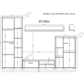 Küchen-Preisbombe Wohnwand Rumba Anbauwand Wohnkombi Wohnzimmer Eiche Lefkas matt
