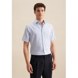 Businesshemd SEIDENSTICKER "Regular", Herren, Gr. 3XL (48), normale Ärmellängen, blau (hellblau), 100% Baumwolle, gestreift, regular fit, Kurzarm gerader Abschluss, Hemden, Regular Kurzarm Kentkragen Streifen