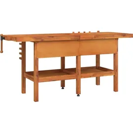 vidaXL Werkbank mit Schubladen Schraubstöcken 192x62x83 cm Akazienholz