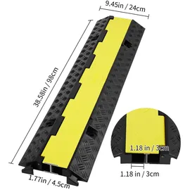 Vevor Kabelschutzmatte Kabelkanal schwarz Kabelkanal außenbereich 3Stk 2-Kanal Kabelbrücke Überfahrschutz 98x24x4,5cm