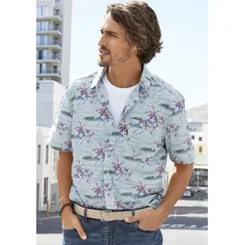 Beachtime Hawaiihemd »Regular fit«, Kurzarm, Freizeithemd mit Palmenprint, reine Baumwolle, Gr. S (37/38) N-Gr, blau-bedruckt, , 67525506-S N-Gr