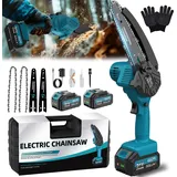 Mini Kettensäge Mit Akku 8000mAh 6 Zoll Mini Kettensäge Elektro mit Automatischer Öler, 2 * 4000mAh Akku Handkettensäg Elektrisch für Gartensc...