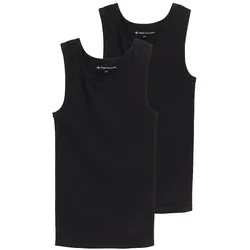 TOM TAILOR Herren Tanktops mit Rippstruktur im 2er-Pack, schwarz, Uni, Gr. S/4
