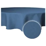 Haus und Deko Tischdecke Tischdecke rund Leinenoptik Lotuseffekt Tischwäsche Wasserabweisend (1-tlg) blau Ø 160 cm x 160 cm x 160 cm