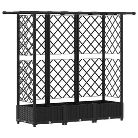 vidaXL Hochbeet mit Rankgitter und Dach 164 x 40 x 123 cm Schwarz
