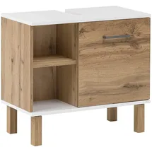 Schildmeyer Waschbeckenunterschrank 147630 Wido, Eiche Landhaus Dekor/weiß, 60 x 65,2 x 35 cm
