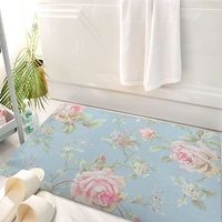 SHIVNAMI Badematte rutschfeste Badezimmermatte Super saugfähiges Wasser,Blaues Vintages Rosen-Rosa-Elegantes Spitze-mit Blumenmuster abstrakt,einfach zu reinigen und zu trocknen Badezimmermatten
