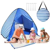LuxusKollektion Strandmuschel Strandmuschel Pop Up Strandzelt UV50 Schutz Blaue Streifen