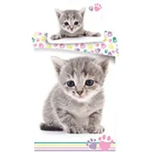 COFI 1453 Bettwäsche Katze Grau/Weiß 140 x 200 cm + 70 x 90 cm