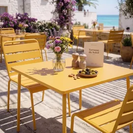 Oviala Palavas Gartenset Tisch quadratisch 3-tlg. Gelb