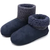 COFACE Hüttenschuhe Herren Lammfell Hausschuhe Warme Plüsch Gefütterte Hausstiefel Flauschig Männer Haussocken Filz Pantoffeln 48 - 48 EU