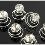 Miya® 6er Set wunderschöne Haarspiralen Curlies Strass Stein, Braut Hochzeit Jugendweihe Haarschmuck