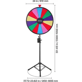 Vevor Glücksrad Drehrad 61 cm 14 Slots mit Stativ