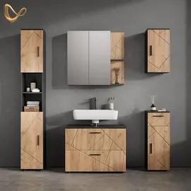 livinity® Ronco 80 cm Anthrazit/Goldkraft Eiche