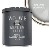 WO-WE Fassadenfarbe Nano Fassadenfarbe Außen Mauerfarbe Aussenfarbe W520, 0,75-20L, Hausfassaden grau