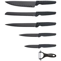 Michelino Messerset schwarz Edelstahl Klingen Küchenmesser Kochmesser Schäler Messer Carbon