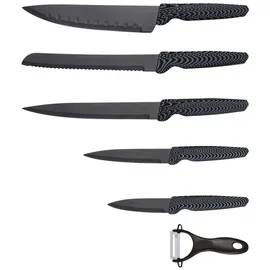 Michelino Messerset schwarz Edelstahl Klingen Küchenmesser Kochmesser Schäler Messer Carbon