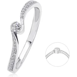 Diamantring ONE ELEMENT Gr. 57, silber, Fingerringe, Damen, 57, Weißgold 585-Diamanten, Weißgold 585, Diamanten, Damen Gold Schmuck Memoire mit Center