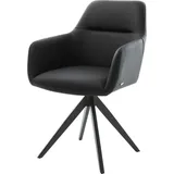 DeLife Pejo-Flex Kreuzgestell kantig Schwarz Echt-Leder Schwarz Taschenfederkern