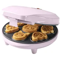 Bestron Waffeleisen für Mini-Cookies-Maker in Tiermotiven, Waffeleisen für Waffel-Kekse, mit Backampel & Antihaftbeschichtung, 700 W, Pink