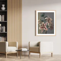 Bild mit Rahmen QUEENCE "Sigrid", grau (farbe rahmen: hellbraun, farbe bild(er): grau), B:50cm H:70cm T:1,5cm, Bilder, Premium Rahmenbild
