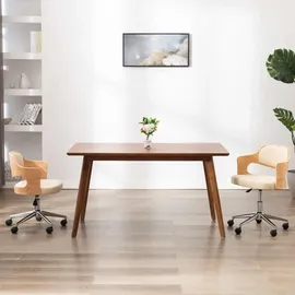 vidaXL Drehbarer Bürostuhl Kunstleder Creme