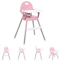 Kikkaboo Hochstuhl Kinderhochstuhl 3 in 1 Spoony, niedriger Fütterungsstuhl, Sitzerhöhung rosa