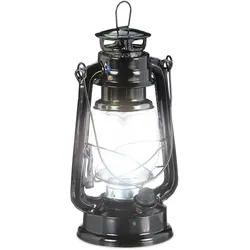 Relaxdays Sturmlaterne LED, retro Sturmlampe als Fensterdeko oder elektrische Gartenlaterne, batteriebetrieben, schwarz