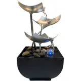 Zimmerbrunnen, Tischbrunnen Wasserfall mit LED Beleuchtung, Moderne Zen Deko mit Geräuschloser Pumpe, Moderne Zen Tischdekoration(Silberne