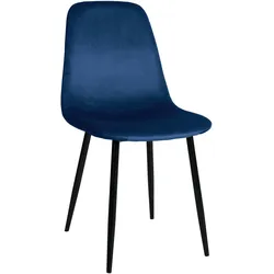 DELUKE® Esszimmerstuhl MOVI - Blau Samt, Metall 88x44x51cm Strapazierfähiger & pflegeleichter Bezug Esszimmerstühle Stuhl Esszimmer Küchenstühle