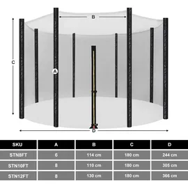 Songmics Sicherheitsnetz schwarz Ø 305 cm