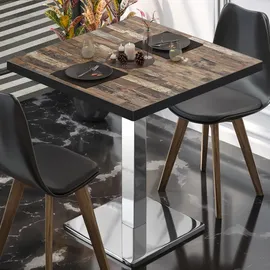 GGM Möbel Bistrotisch 80 x 80 x 75 cm Vintage Old/Edelstahl