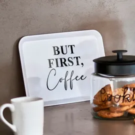 Zeller Tablett But First 30,5 x 22 cm Kunststoff Weiß