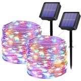 Oreunik Solar Lichterkette Aussen, 2×12M Total 240LED Wasserdicht Lichterkette Warmweiß Innen/Außen Dekoration Beleuchtung für Garten,Terrasse Hof,Bäume,Party,Festival,Hochzeit Deko (Bunt)