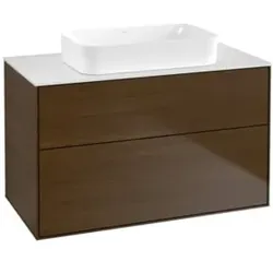 V&B Waschtischunterschrank Wandbeleuchtung Finion 100x60,3x50,1mm, Gl. wh. m, wal veneer