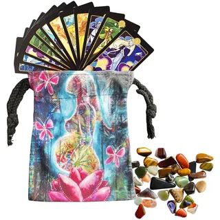 Tarot-Kartentasche, Tarot-Kartenhalter-Tasche - Tarot-Karten-Kordelzugbeutel | Blumen-Frauen-Muster-Tarot-Karten-Organizer, Schmuck-Wickeltasche, Tarot-Aufbewahrungstasche für Tarot, Schmuck und Krist