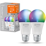 Ledvance E27 LED Lampe,WiFi smart home Leuchtmittel mit 9 W (806Lumen) ersetzt 60 W Glühbirne, dimmbar, RGBW Lichtfarbe (2700-6500K), kompatibel mit Alexa, google oder App, Lampen im 2er-Pack