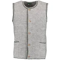 OS Trachten Strickweste Ormeya Herren Weste mit Rundhalsausschnitt und Paspeltaschen grau 50