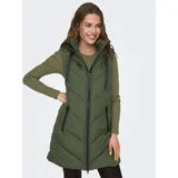 Jdy Steppweste "JDYSKYLAR LIFE HOOD WAISTCOAT OTW NOOS", Damen, Gr. M, grün (forest night detail:schwarz), Steppware, Obermaterial: 100% Polyester, unifarben mit Farbeinsatz, hüftbedeckend, Westen Steppweste